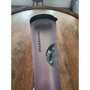 2010 Starbucks Frosted Plastic Water Travel Tumbler Flip Straw 20oz